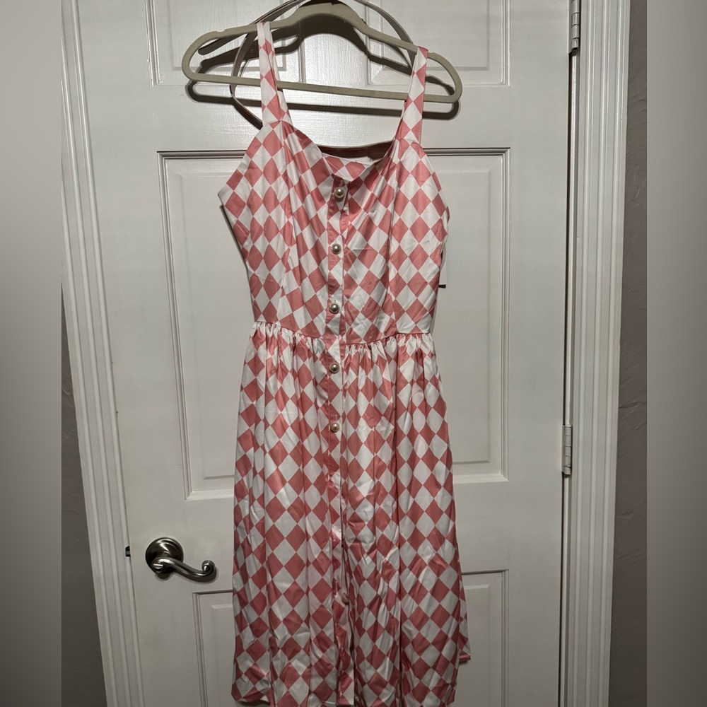 Retro Stage Vintage diamond grid swing dress